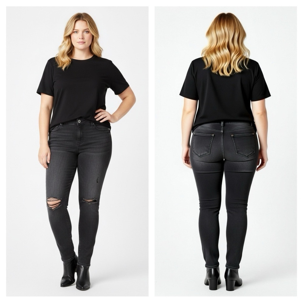 ➕ Torrid Black Distressed Skinny Jeans Womens Plus Size 16